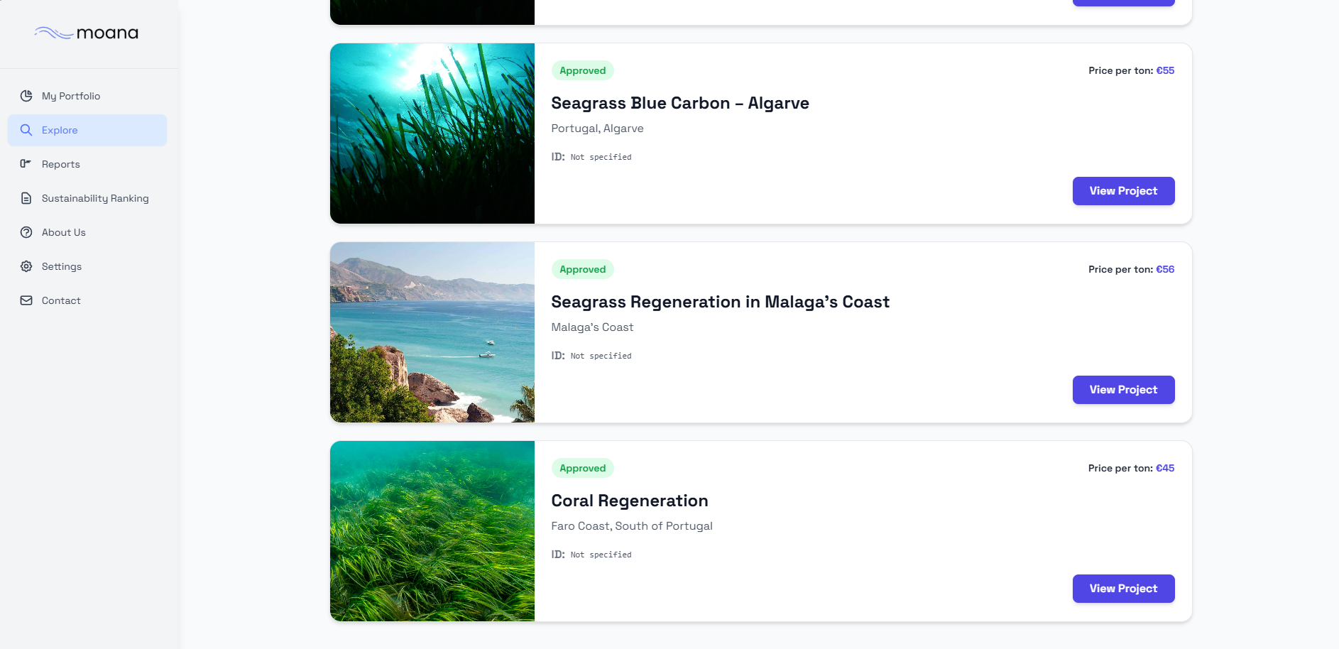 Moana Platform Interface